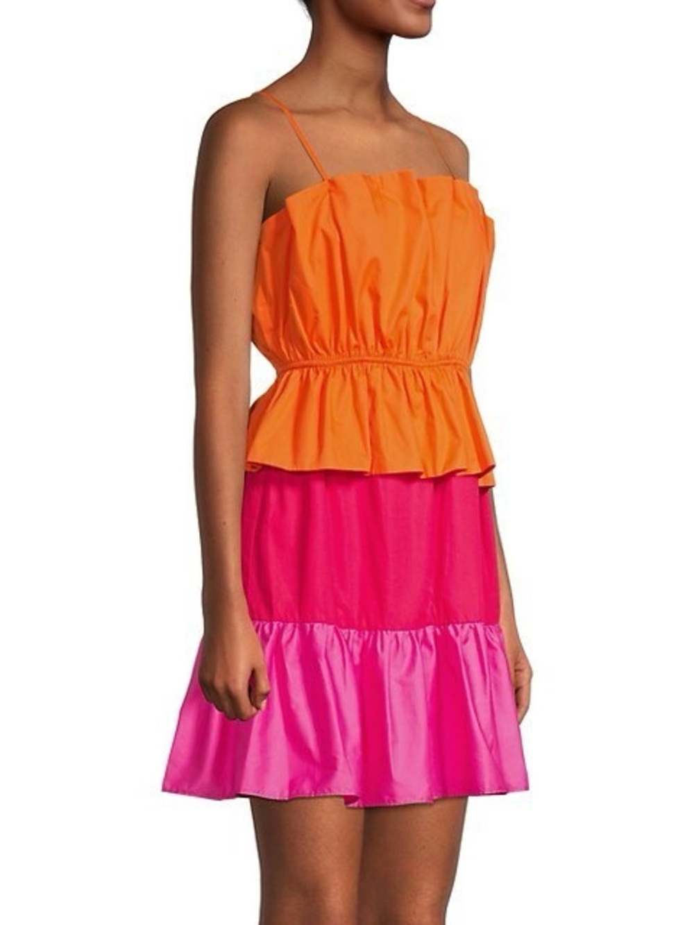 Milly tiered poplin Bright Orange Peplum Top with Pink tier Dress